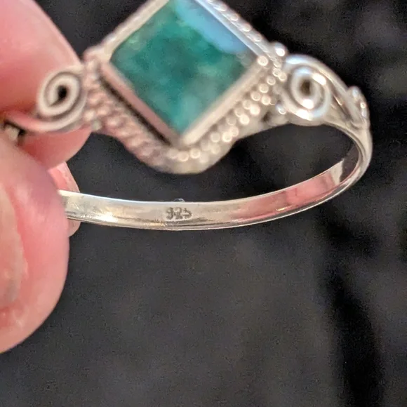 🆕 925 Solid Sterling Silver Ring Genuine Natural Emerald Ring Size 13 - Picture 7 of 11